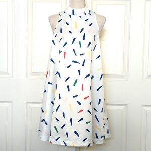 EDIT | White High Neck Bright Spatter Dress